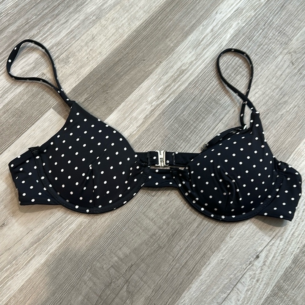 Black and White Polka Dot Bikini Top